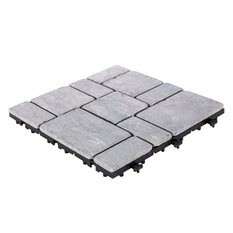 JIABANG Snap together home stone deck tiles TTS11P-GY Travertine Deck Tile image115