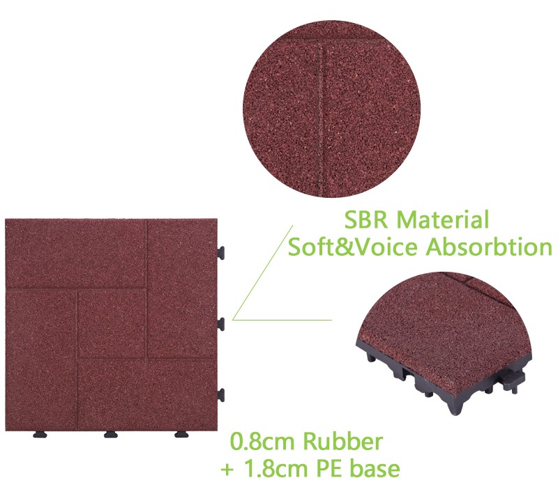 Interlocking Porch Flooring rubber tile XJ-SBR-RD002-4