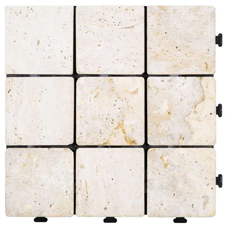 Interlocking deck tiles travertine stone for outdoor flooring TTS9P-YL