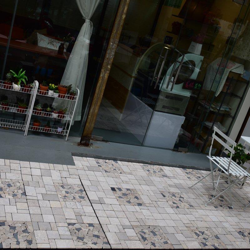Interlocking deck tiles travertine stone for outdoor flooring TTS9P-YL