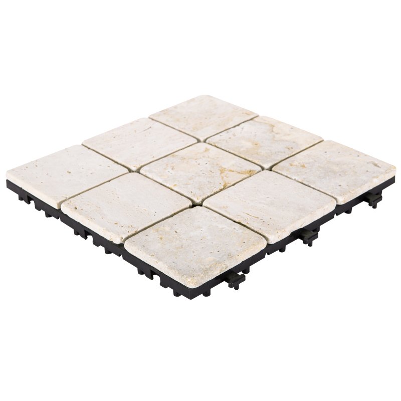 Interlocking deck tiles travertine stone for outdoor flooring TTS9P-YL