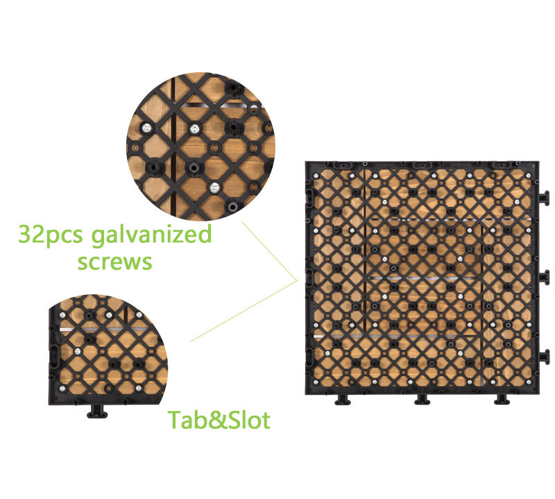 Custom natural tiles interlocking interlocking wood deck tiles JIABANG flooring wood