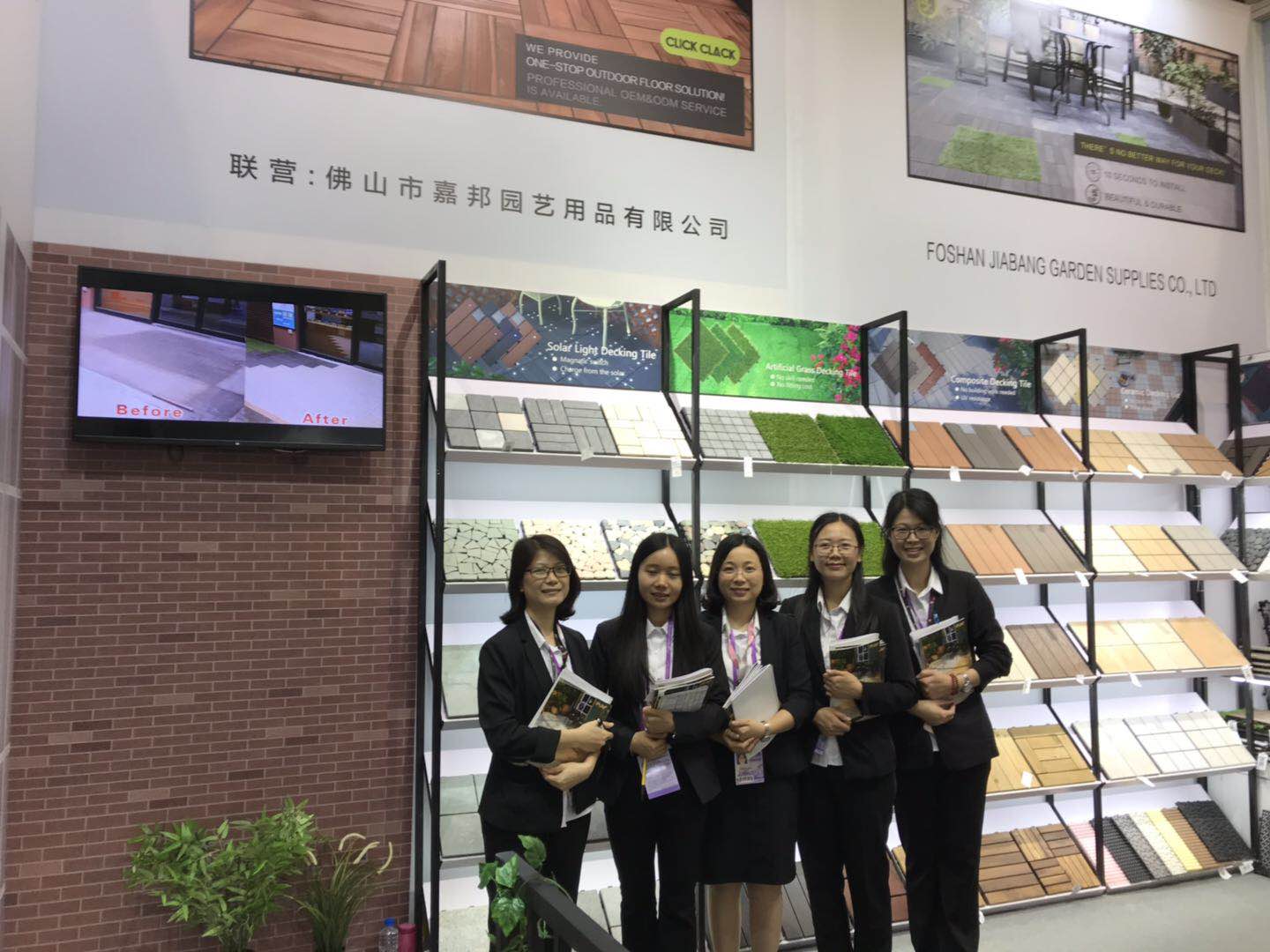 Welcome to JIABANG Deck tile booth in 126th Canton Fair