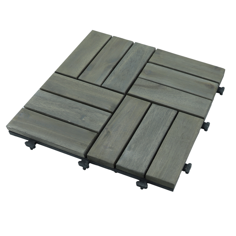 Easy-to-Install grey color Acacia Wood Deck Tiles for Patios Balconies